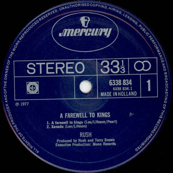 Rush : A Farewell To Kings (LP, Album, Gat)