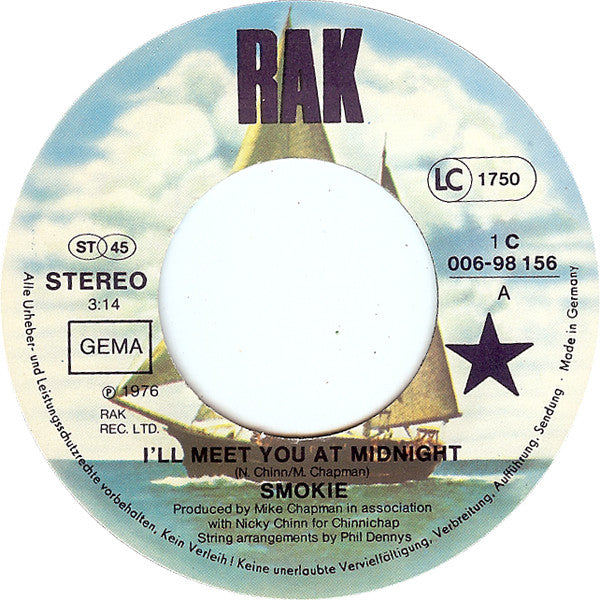 Smokie : I'll Meet You At Midnight (7", Single, EMI)