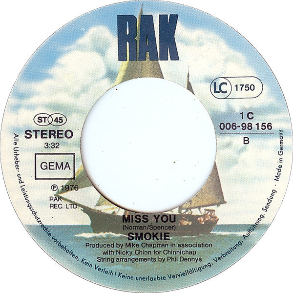 Smokie : I'll Meet You At Midnight (7", Single, EMI)