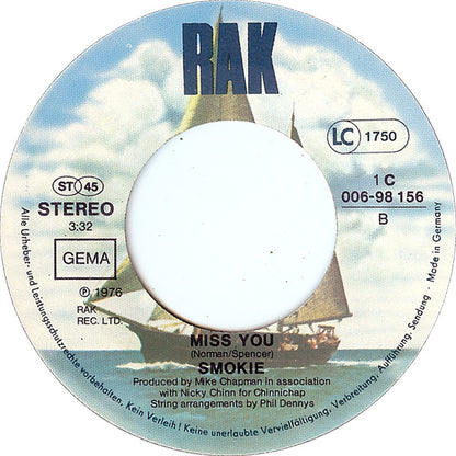 Smokie : I'll Meet You At Midnight (7", Single, EMI)