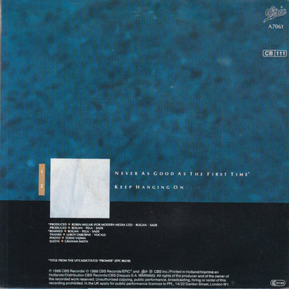 Sade : Never As Good As The First Time (7", Single)