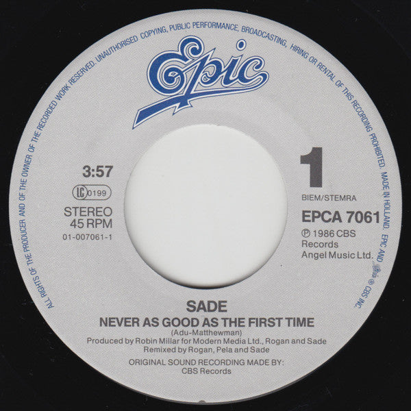 Sade : Never As Good As The First Time (7", Single)