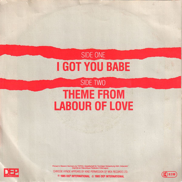 UB40 Guest Vocals By Chrissie Hynde : I Got You Babe (7", Single)