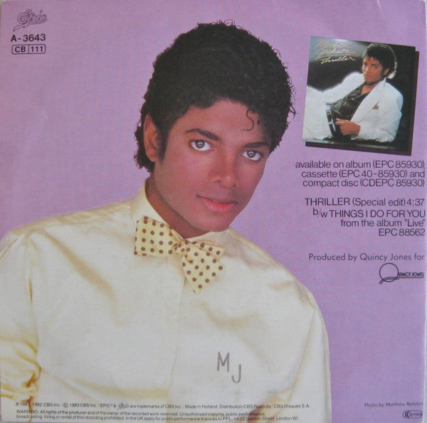 Michael Jackson : Thriller (Special Edit) (7", Single)