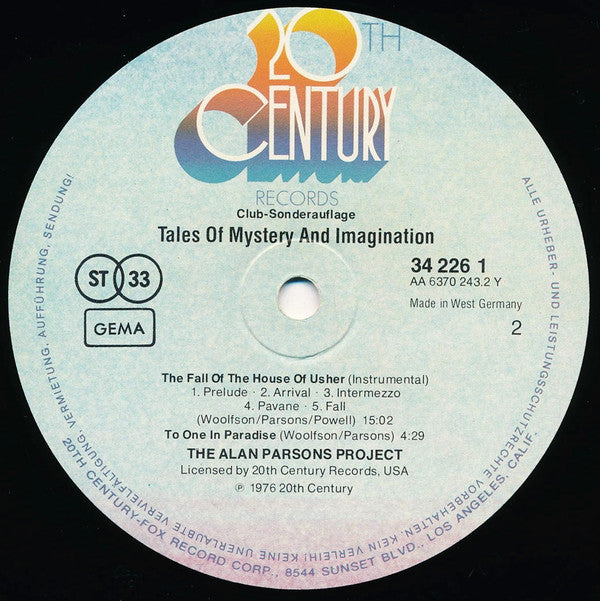 The Alan Parsons Project : Tales Of Mystery And Imagination (LP, Album, Club)