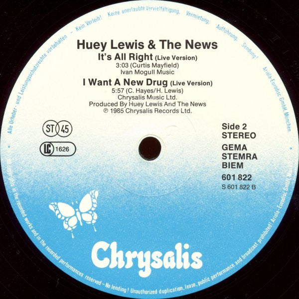 Huey Lewis And The News* : The Power Of Love (12", Maxi)