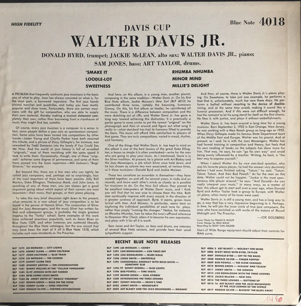 Walter Davis Jr. : Davis Cup (LP, Album, Mono, RE)