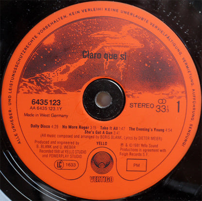 Yello : Claro Que Si (LP, Album, Red)