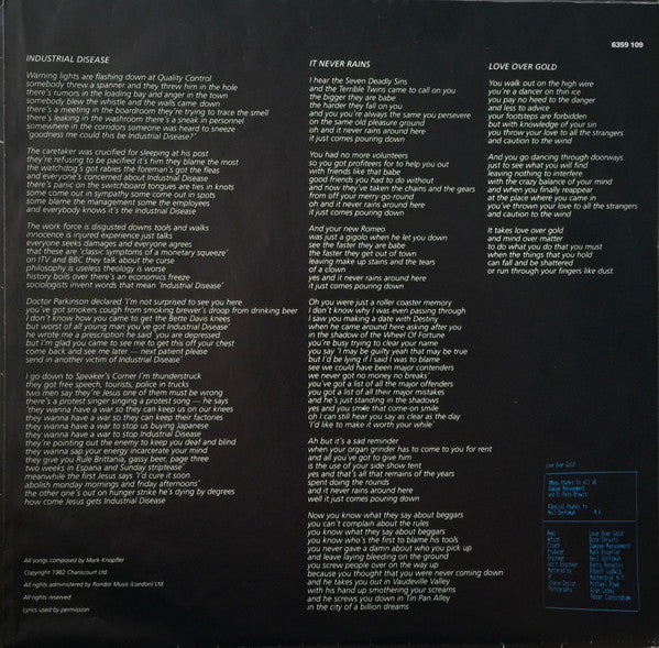Dire Straits : Love Over Gold (LP, Album, RE, Red)