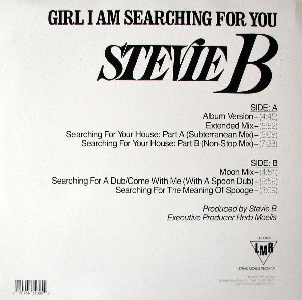 Stevie B : Girl I Am Searching For You (12")