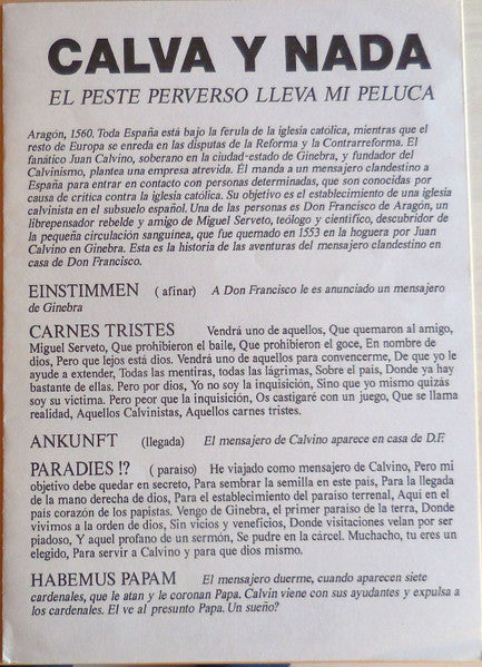 Calva Y Nada : El Peste Perverso Lleva Mi Peluca (LP, Album)