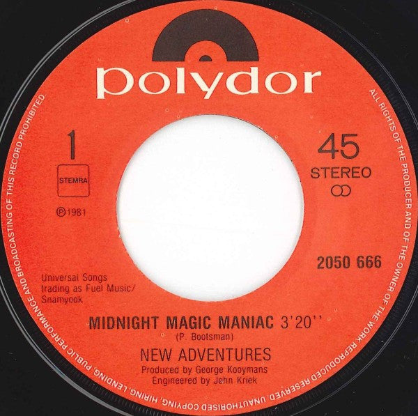 New Adventures : Midnight Magic Maniac (7", Single)
