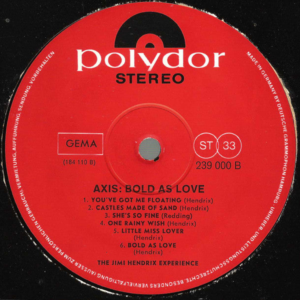 The Jimi Hendrix Experience : Axis: Bold As Love (LP, Album, Gat)