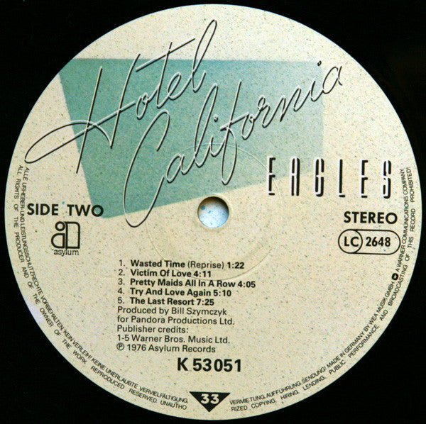 Eagles : Hotel California (LP, Album, RE, Gat)