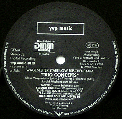 Klaus Wagenleiter, Thomas Stabenow, Harald Rüschenbaum : Trio Concepts (LP)