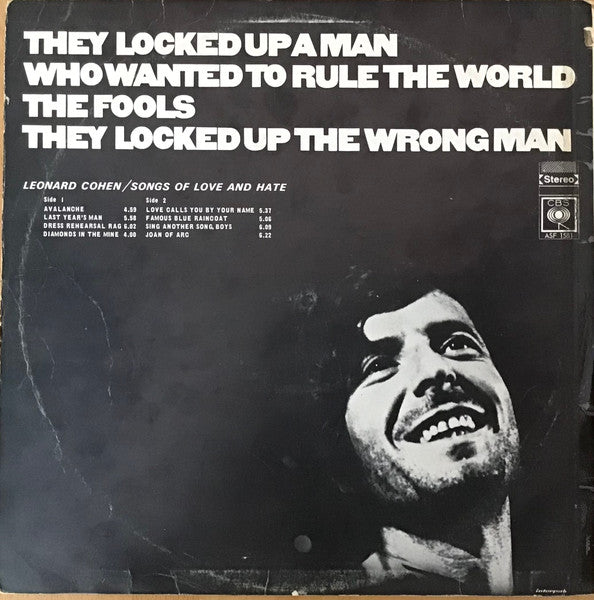 Leonard Cohen : Songs Of Love And Hate (LP, Album)