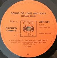 Leonard Cohen : Songs Of Love And Hate (LP, Album)