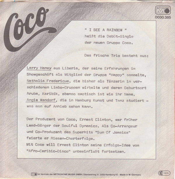 Coco (60) : I See A Rainbow (7", Single)