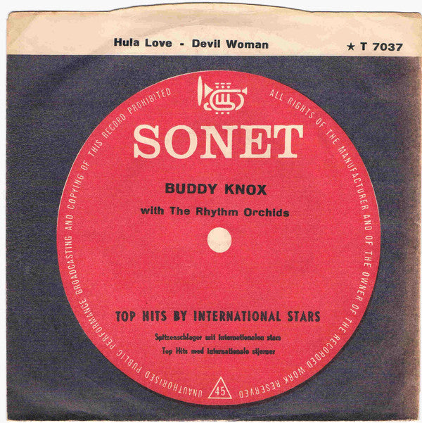 Buddy Knox With The Rhythm Orchids : Hula Love / Devil Woman (7", Single, Mono)
