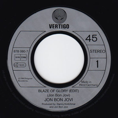 Jon Bon Jovi : Blaze Of Glory (7", Single)