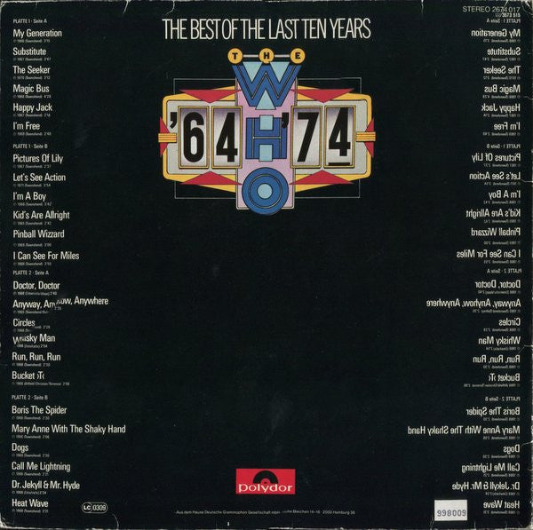 The Who : '64 - '74 / The Best Of The Last Ten Years (2xLP, Comp, Inj)