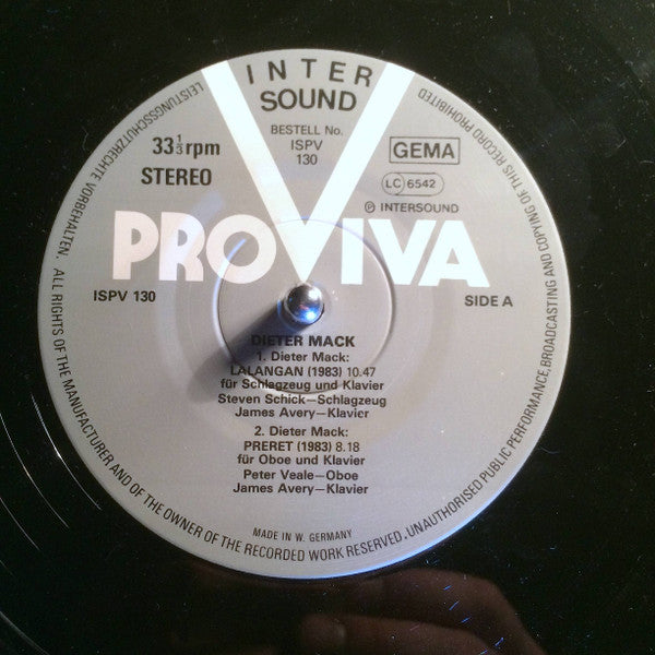 Dieter Mack : Lalangan • Preret • Früchte • Studie II (LP, Album)