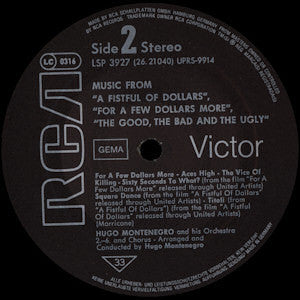 Hugo Montenegro And His Orchestra : Music From 'A Fistful Of Dollars', 'For A Few Dollars More' & 'The Good, The Bad And The Ugly' (LP, Album, RE)