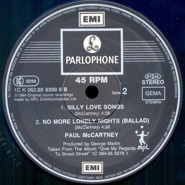 Paul McCartney : No More Lonely Nights (Extended Version) (12", Maxi)