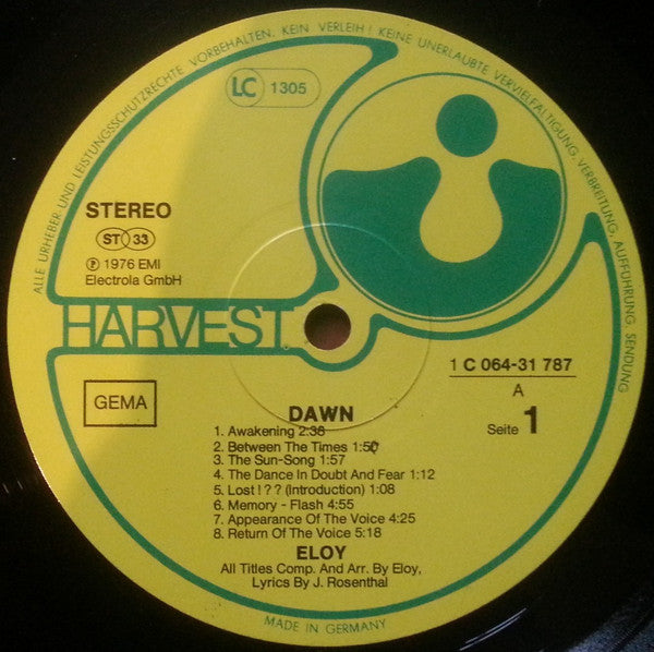 Eloy : Dawn (LP, Album, RP)