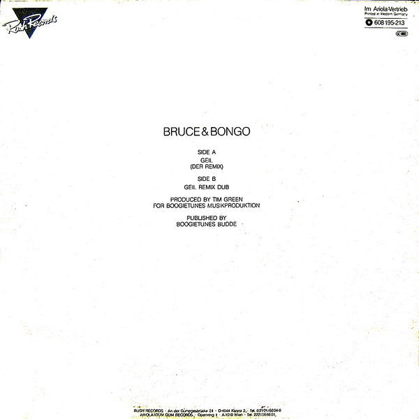 Bruce & Bongo : Geil (Der Remix) (12")