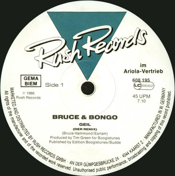 Bruce & Bongo : Geil (Der Remix) (12")