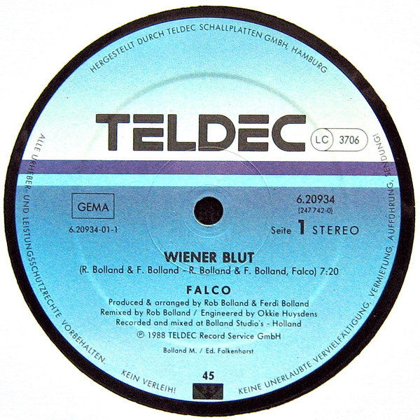 Falco : Wiener Blut (12", Maxi)