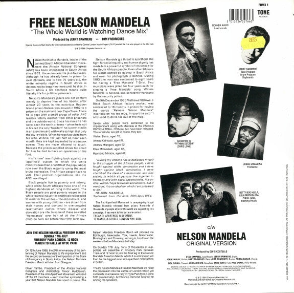 The Special AKA Featuring Ndonda Khuze, Jonas Gwangwa : Free Nelson Mandela (The Whole World Is Watching Dance Mix) (12", Single)