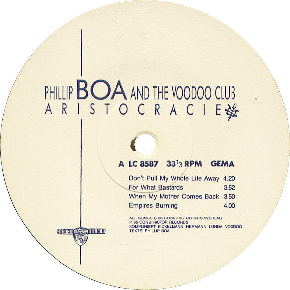 Phillip Boa And The Voodoo Club* : Aristocracie (LP, Album)