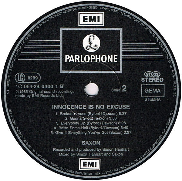 Saxon : Innocence Is No Excuse (LP, Album)