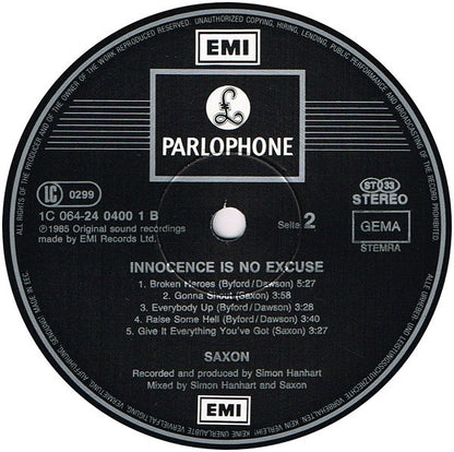 Saxon : Innocence Is No Excuse (LP, Album)