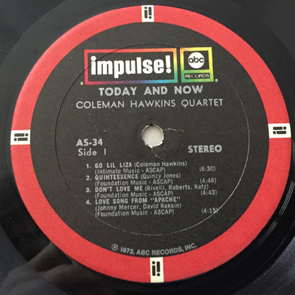Coleman Hawkins Quartet : Today And Now (LP, Album, RE, Gat)