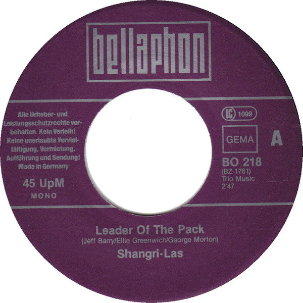 The Shangri-Las : Leader Of The Pack (7", Single, Mono, RE)