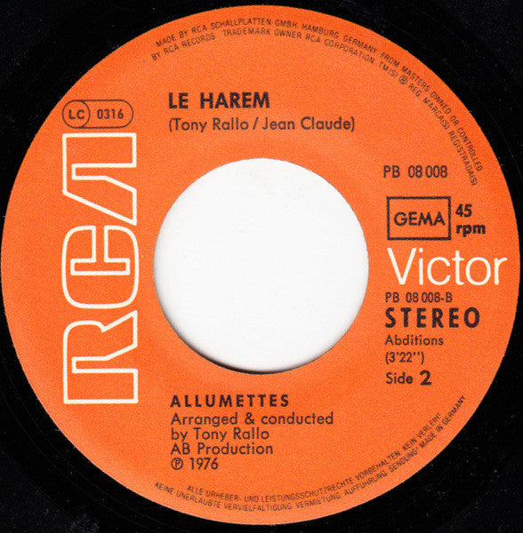 Allumettes* : Mustapha / Le Harem (7", Single)