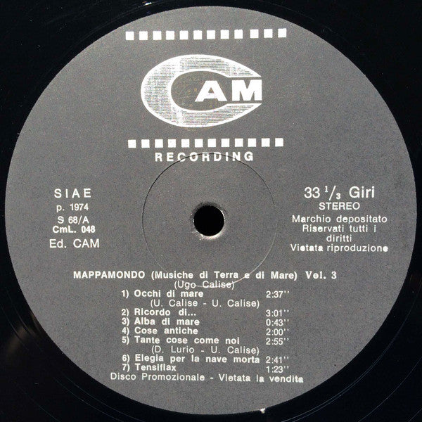 Ugo Calise : Mappamondo (Musiche Di Terra E Di Mare), Vol. 3 (LP)