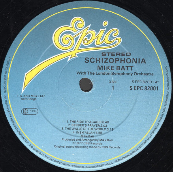 Mike Batt With London Symphony Orchestra : Schizophonia (LP, Album, RP, Blu)