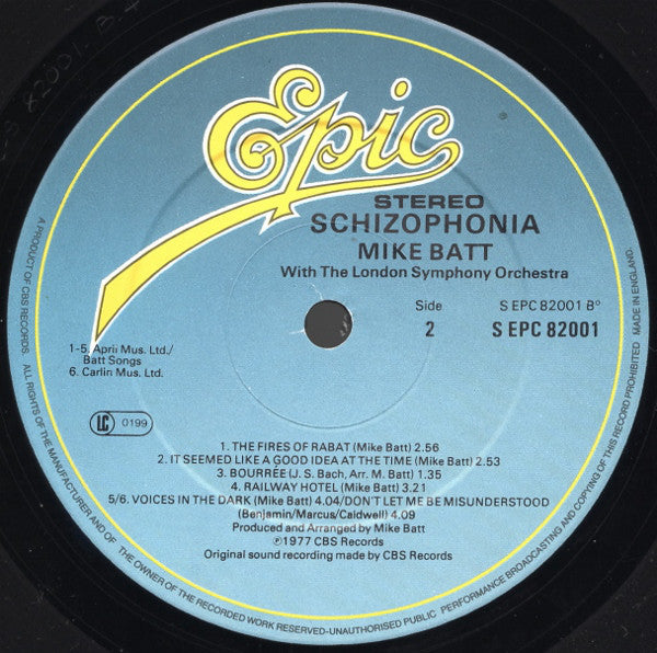 Mike Batt With London Symphony Orchestra : Schizophonia (LP, Album, RP, Blu)