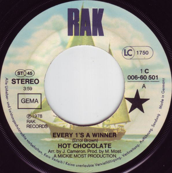 Hot Chocolate : Every 1's A Winner (7", Single)