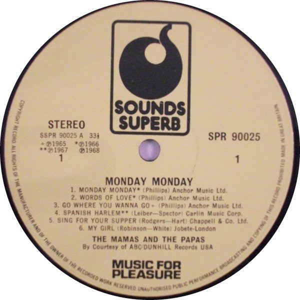The Mamas & The Papas : Best Of The Mamas & The Papas - Monday Monday (LP, Album, Comp)