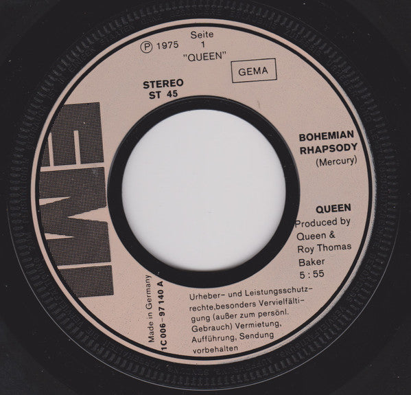 Queen : Bohemian Rhapsody (7", Single, Inj)