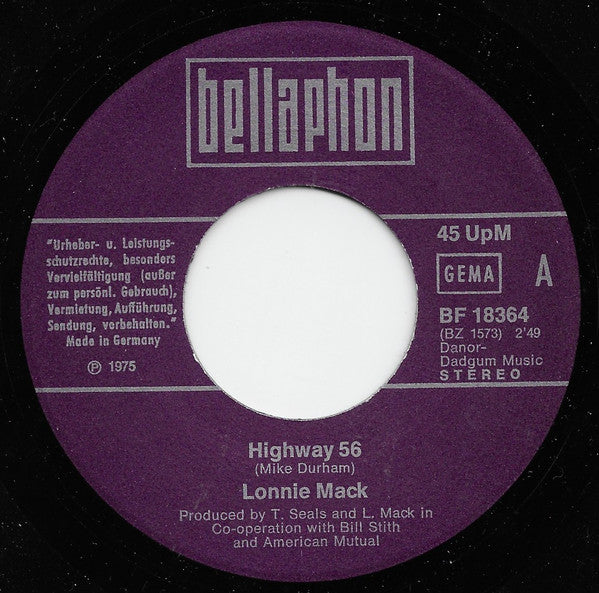 Lonnie Mack : Highway 56 / All We Need Is Love, You And Me (7", Single)