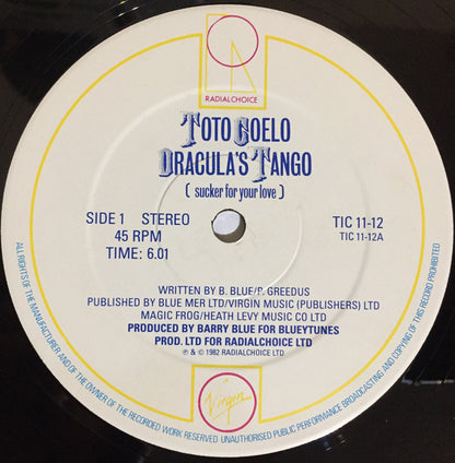 Toto Coelo : Dracula's Tango (Sucker For Your Love) (12")