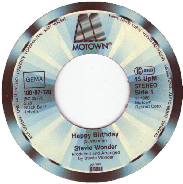 Stevie Wonder : Happy Birthday (7", Single)