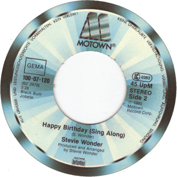 Stevie Wonder : Happy Birthday (7", Single)