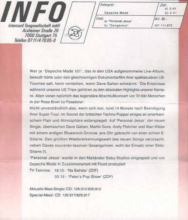 Depeche Mode : Personal Jesus (7", Single)
